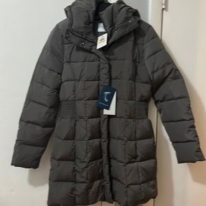 Cole Haan Down Coat with Bib Front and Dramatic Hood Small